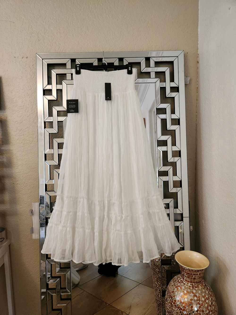 LULUS Women’s White Tiered Maxi Skirt